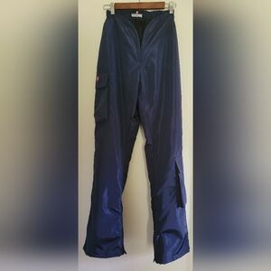 Varenne Navy Blue Nylon Streetwear V Cut Cargo Pocket Zip Apres Ski Pants Small